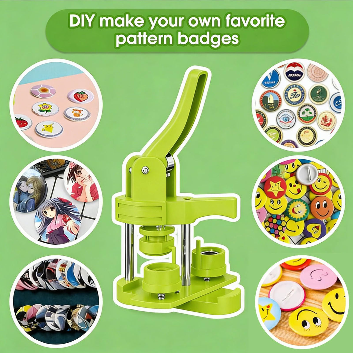 JINFEIDIAN 25mm 1-Inch Button Maker Machine Kit with 200Pcs Supplies, Manual Press for DIY Pin Badges, Ideal Kids Gift & Craft Projects