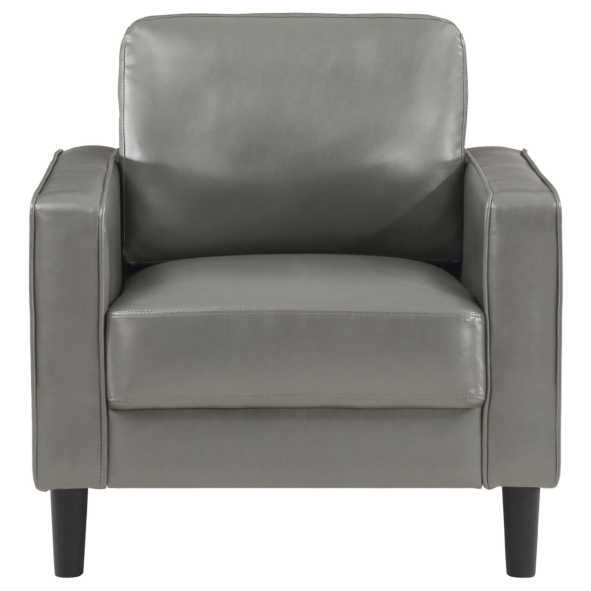 Coaster Home Furnishings - Ruth - Track Arm Accent Chair with Gray Faux Leather Upholstery, Foam Cushion and Tapered Legs - Living Room - Gray - 508367