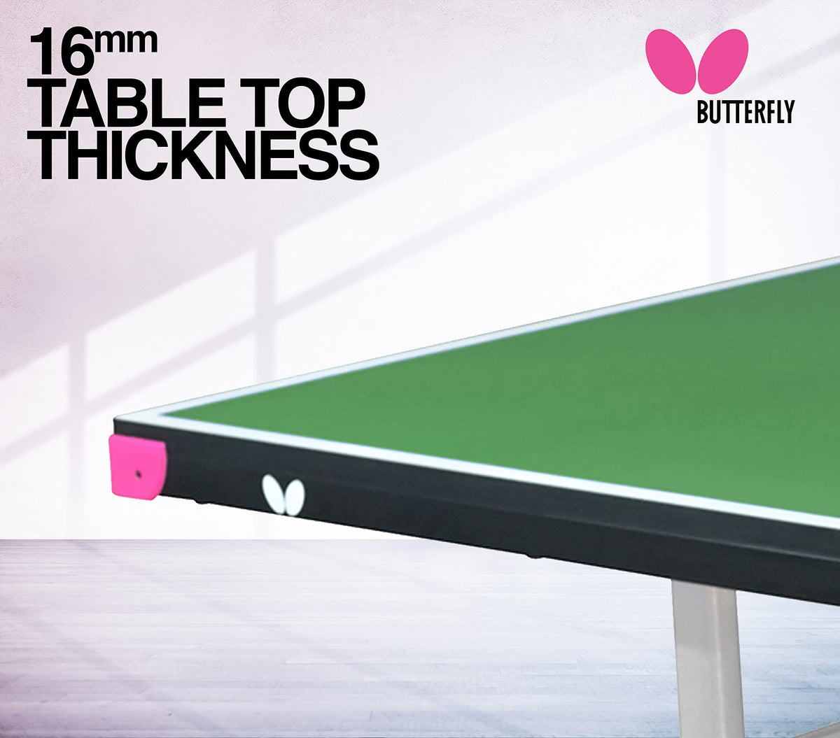 Butterfly Compact 16 Ping Pong Table | 3 Year Warranty Table Tennis Table | Ships Fully Assembled | Space Saver Ping Pong Table for Your Game Room | Ping Pong Net Set Included, Green, Full Size Table