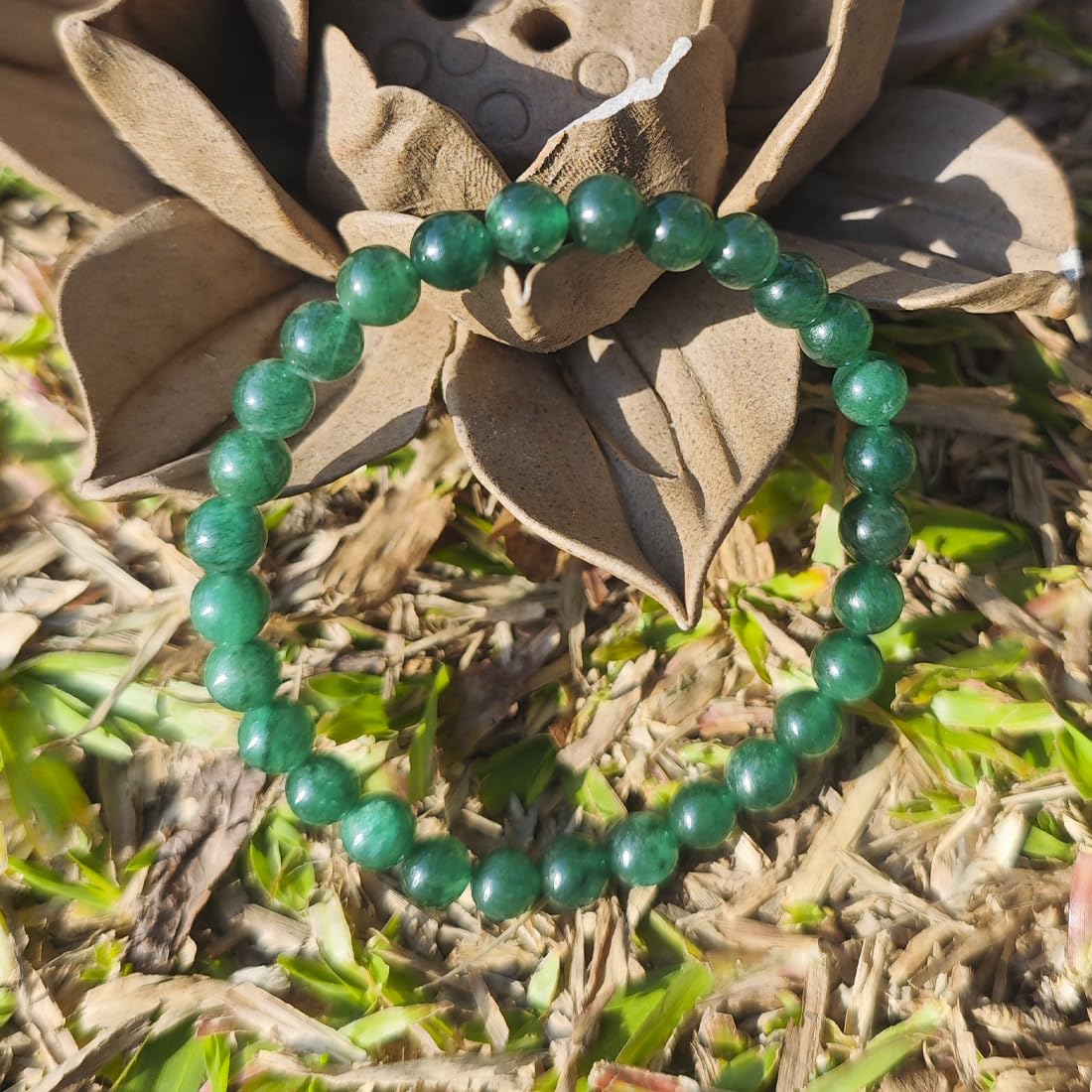 8mm Emerald Bracelet | Natural Green Heart Chakra Crystal Beads - Handmade Gemstone Meditation Bracelet for Abundance & Love & Luck | Beading Tool Kit - Fits for 6.5-7.5 inch Medium Wrist Size