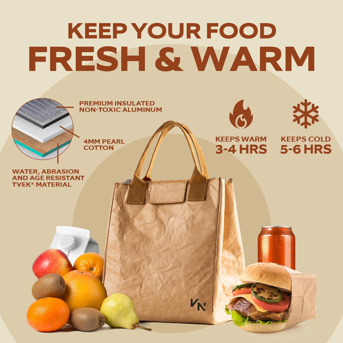 VonNova Women’s Insulated Lunch Bag with Premium 4mm Cooler Insulation, Cute Large 7L Lunch Tote for Office, Durable Small Lunch Box for Women, Stylish Lunchbox for Adults, Teens, Nurses, Teachers