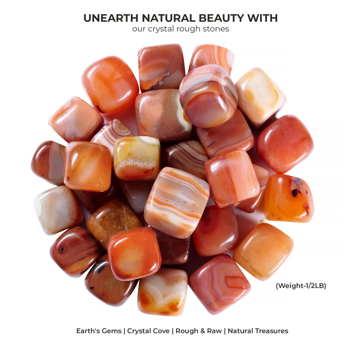 Carnelian Bulk Healing Stones - Tumbled Stones and Crystals Bulk - Bundle of Crystals - Polished Rocks - Crystals for Witchcraft - Stones for Jewelry Making - Crystal Kit