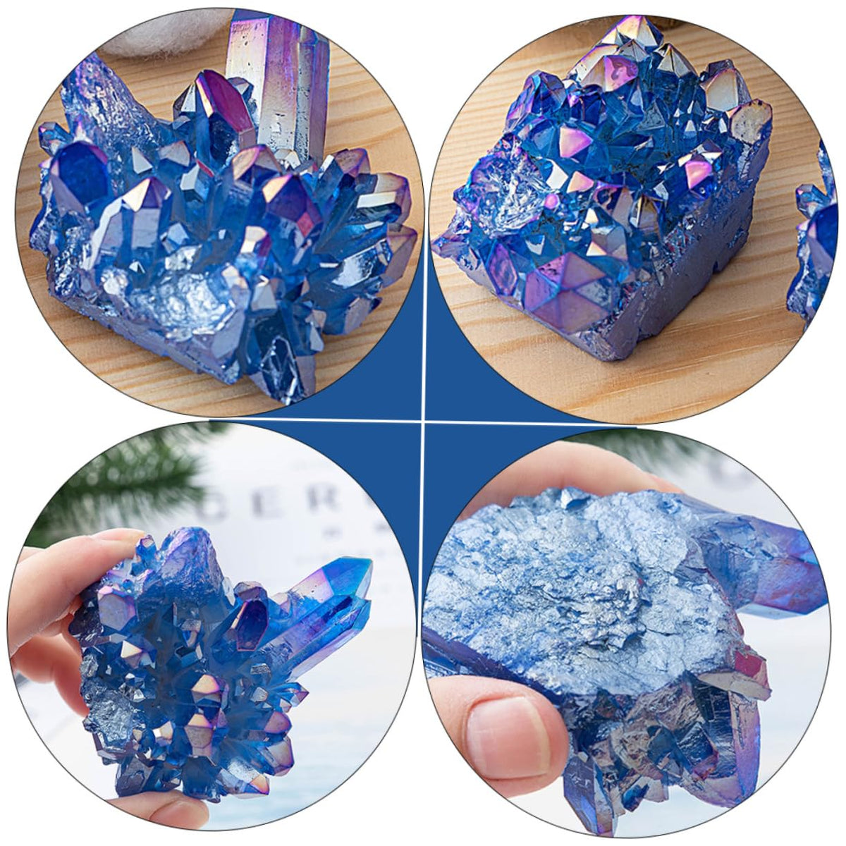 IMIKEYA 2pcs Sapphire Cluster Blue Crystal Stones Geode Specimen Drusy Geode Aquarium Crystal Stone Crystal Sculpture Spiritual Blue Healing Tumbled Gem Clusters Amethyst Cluster Mineral