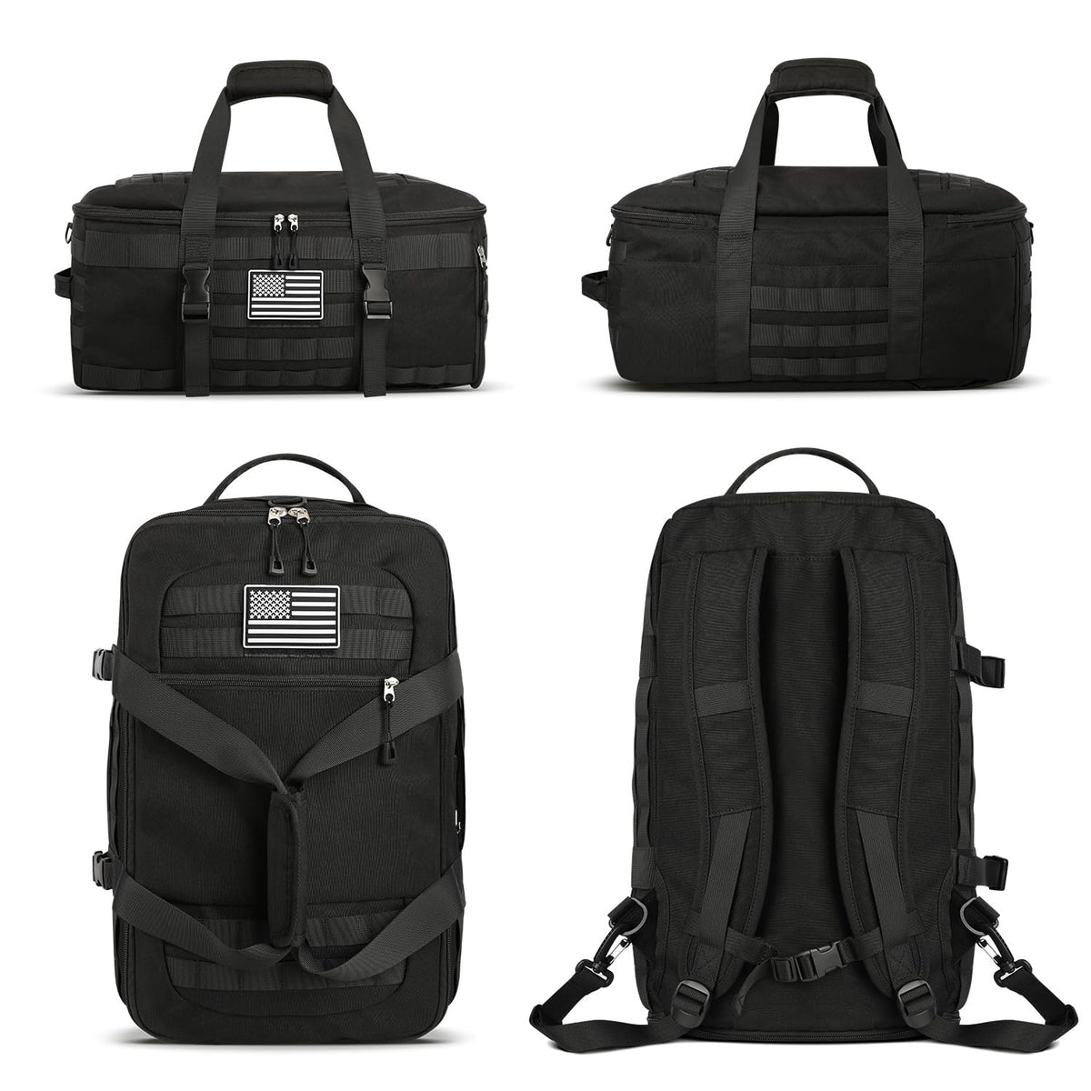 ETRONIK Gym Bags for Men Women, Carry On Luggage 22x14x9 Airline Approved, Tactical Duffle Bag with Shoe Compartment, 3 in 1 Carry on Travel Backpack with Wet Pocket, Weekender Overnight Bag, Black