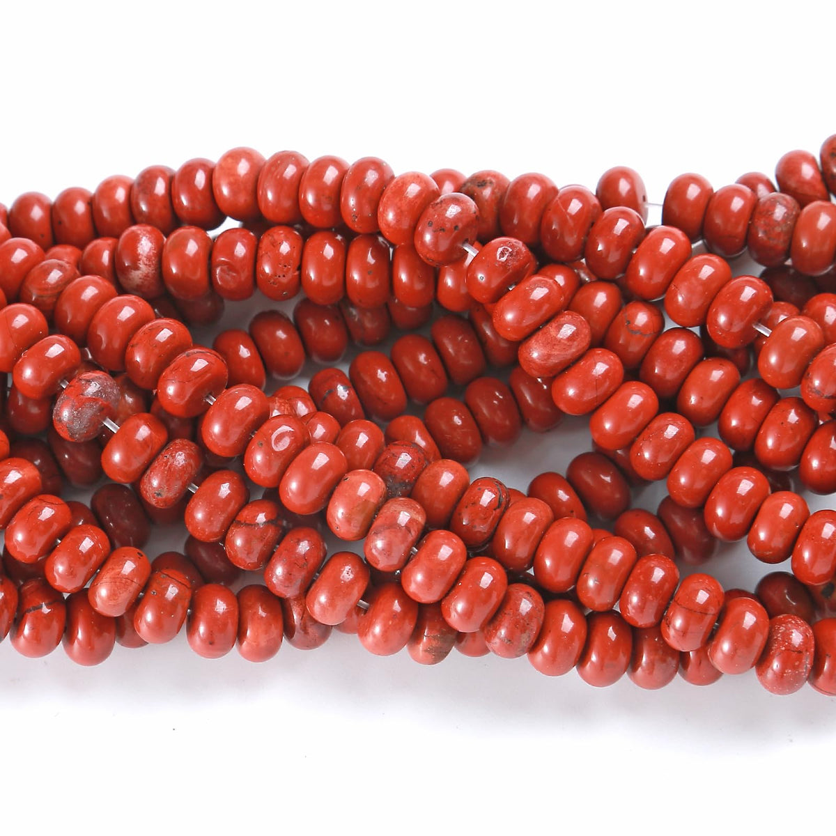 76pcs 5x8mm Natural Stone Chinese Red Jasper Rondelle Spacer Loose Beads Abacus Disk Stone Round Loose Gemstone Beads for Jewelry Making DIY Bracelet Necklace