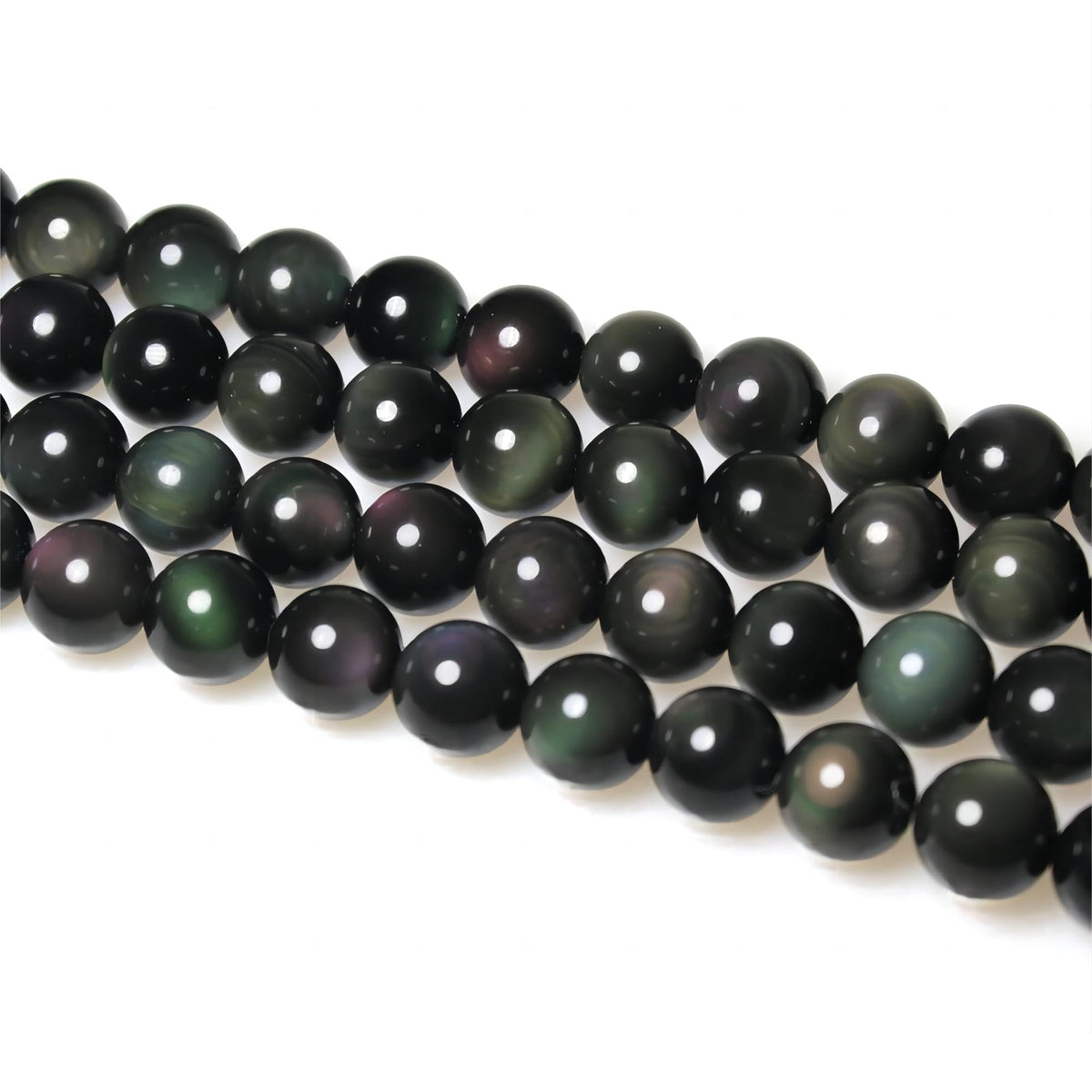 MJDCB Rare Collection Natural Stone Beads Rainbow Obsidian Round Loose Beads for Jewelry Making DIY Bracelet Necklace (10mm)