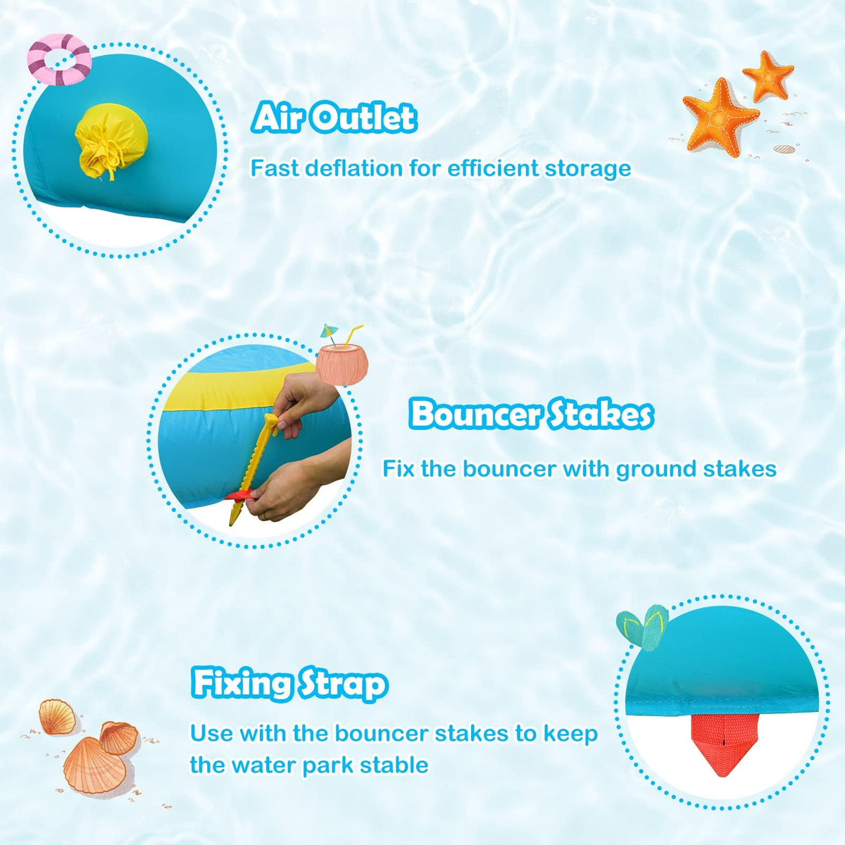 BOUNTECH Inflatable Water Slide Park, Double Slide Water Park Bounce House for Outdoor, Climbing Wall, Bouncy Castle with Blower, Blow up Water Slides Inflatables for Big Kids Backyard Party Gifts