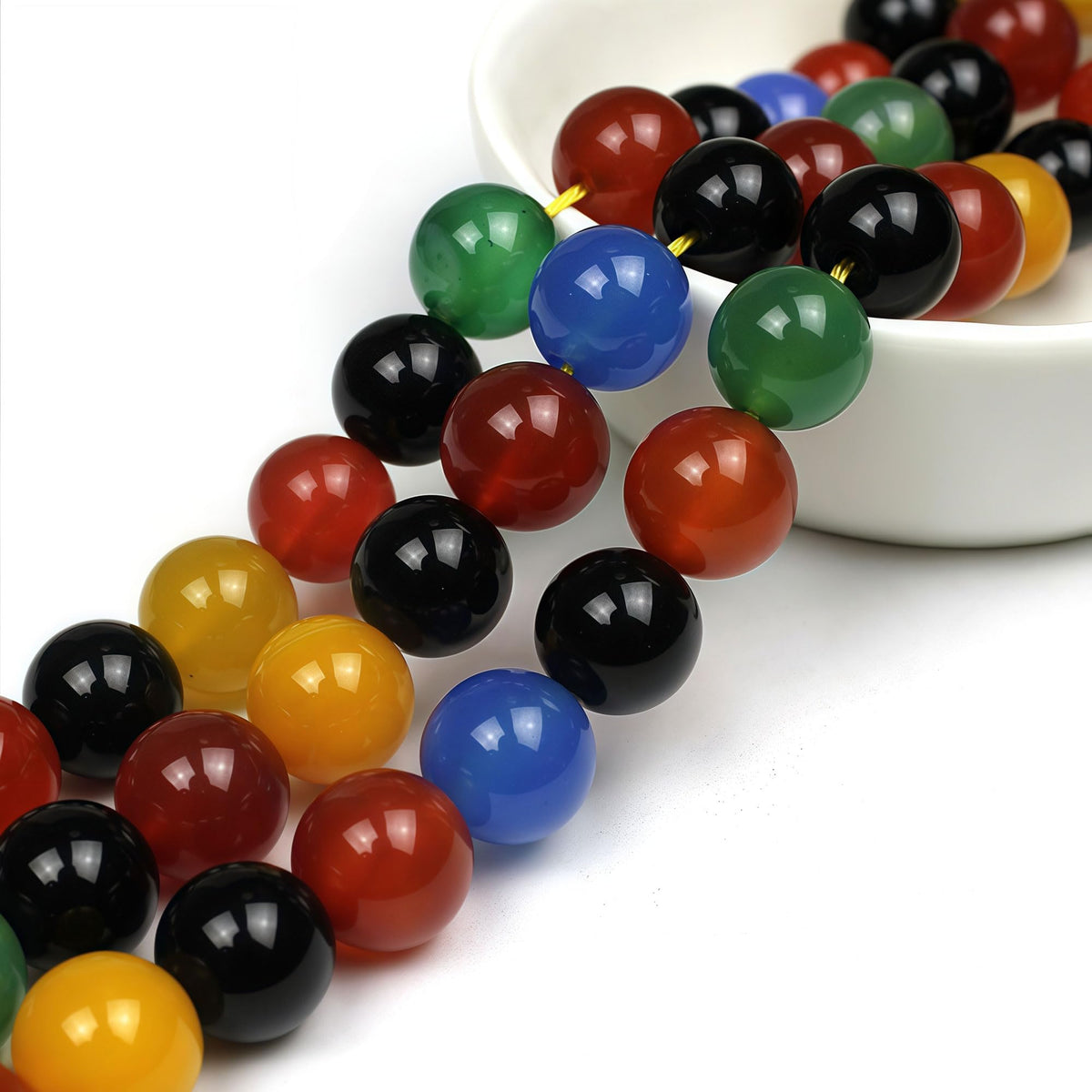 MJDCB AAA Natural Multicolor Agate Beads Round Colorful Stone Energy Healing Beads for DIY Necklace Bracelat Jewelry Making Strand 15" (4mm)