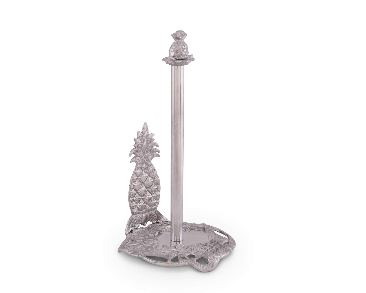 Arthur Court Pineapple Countertop Decorative Paper Towel Holder Aluminum Metal 14.5 inch Standing Tall