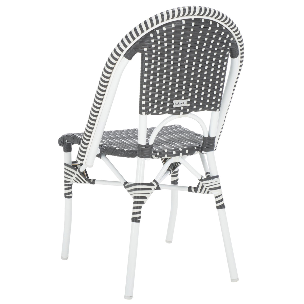 SAFAVIEH Outdoor - Torino Bistro Chair Set of 2 - Grey & White - Faux Wicker & Aluminum Frame - Bistro Side Chair Design - Ideal for Patio, Deck, Sunroom, Dining Area, 18" Seat Height (PAT7550E-SET2)