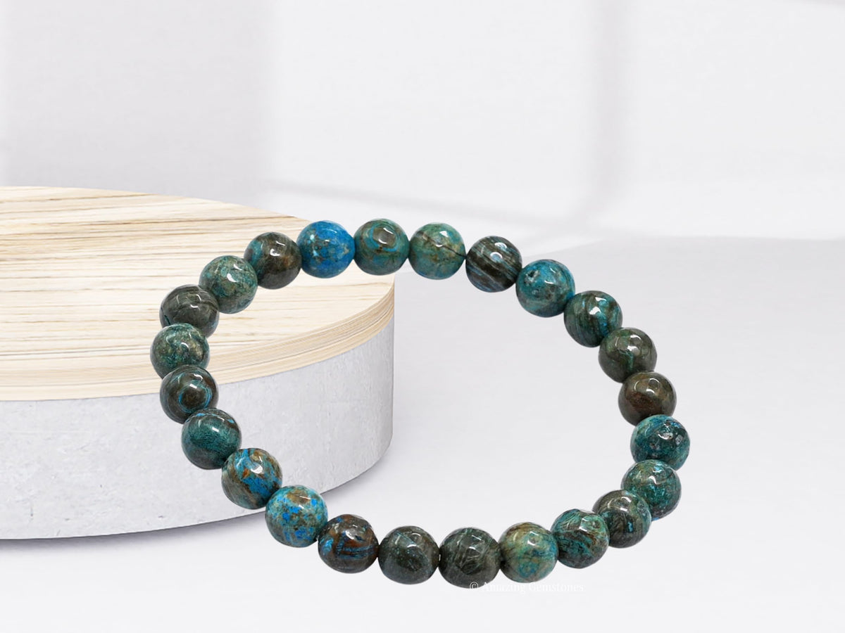 Amazing Gemstone Chrysocolla Bracelet for Women - Chakra Mens Bracelet Protection Crystals and Healing Stones - Blessing Bracelet Spiritual Meditation Gift Christmas Stocking Stuffers