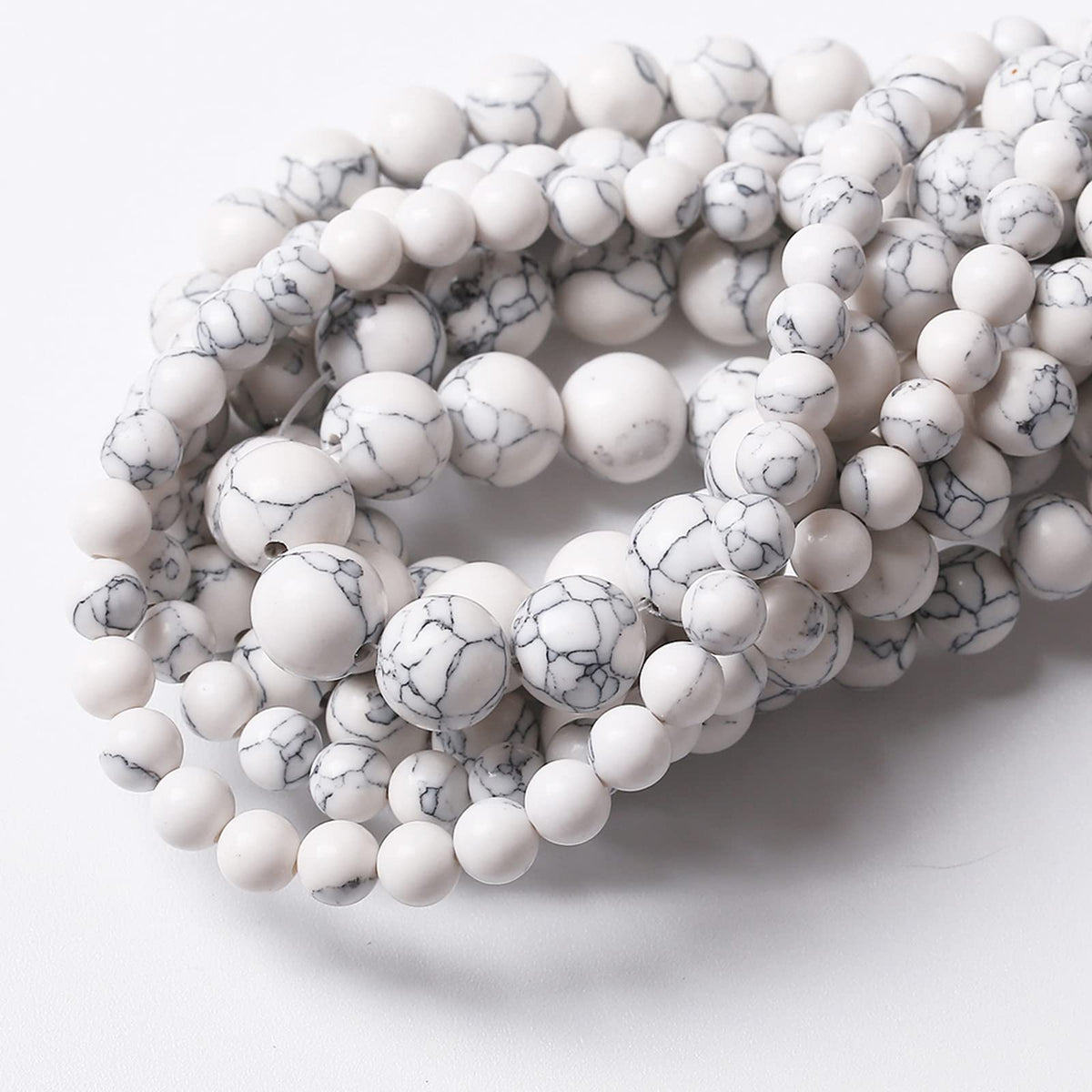 45PCS 8MM White Howlite Turquoises Round Loose Beads Natural Gemstone Beads for Jewelry Making DIY Bracelet Necklace 15"