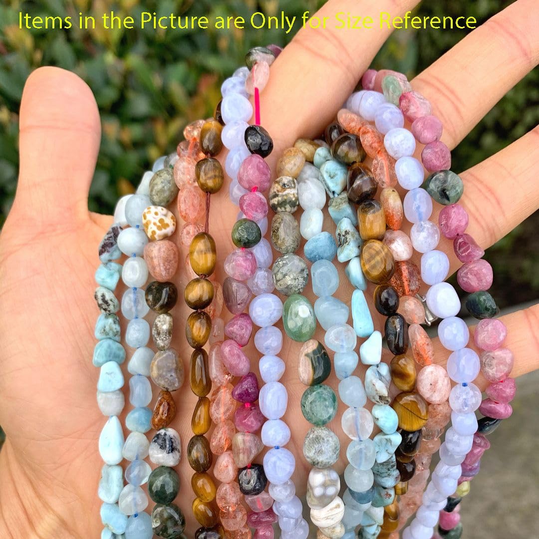 Adabele 15 Inch Natural Black Tourmaline Gemstone Loose Beads 6mm to 8mm Free Form Oval Tumbled Pebble Gem Stone Spacer for Jewelry Making GZ11-46