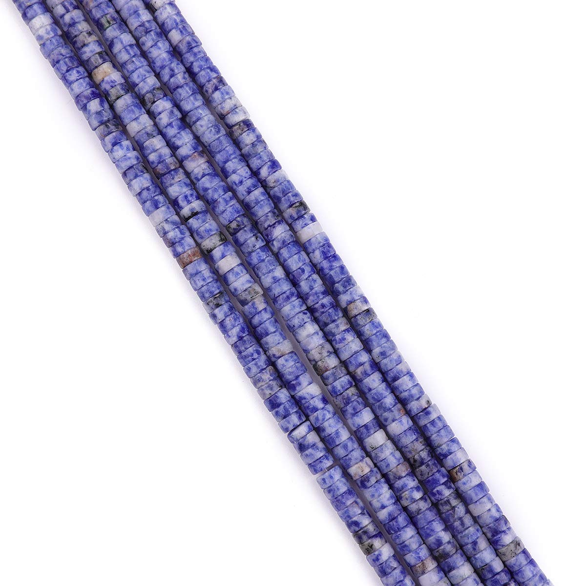 BEADIA Natural Blue Sodalite Spacer Beads Caps Loose Semi Gemstone for Beading Jewelry Making 6mmx3mm 38cm