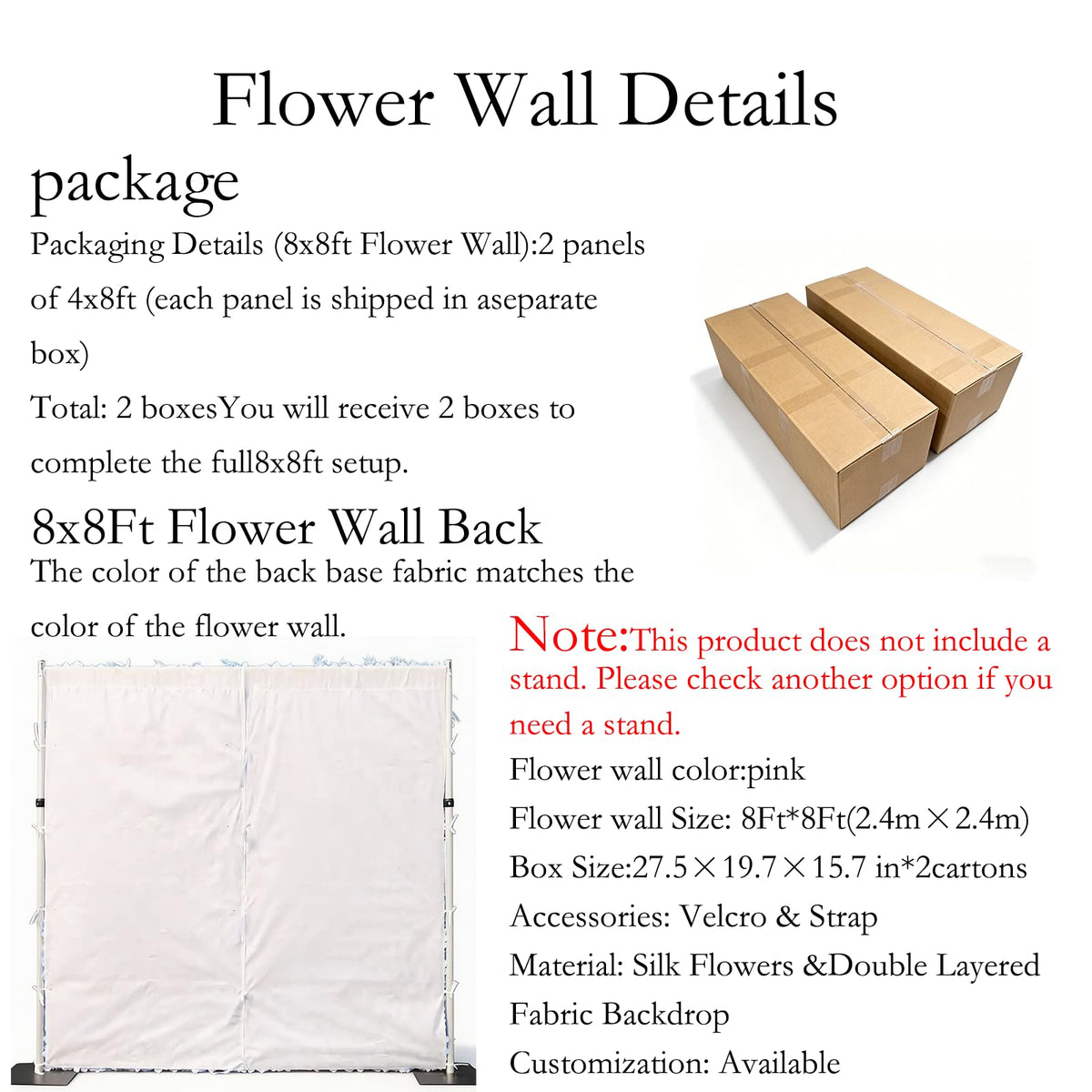5D Pink Realistic Rose wall Backdrop, 8×8ft,Artificial Flower wall Panel. Easy to Install and Store, Reusable. Perfect for Weddings, Birthday Parties, and Home Decoration. Without Stand