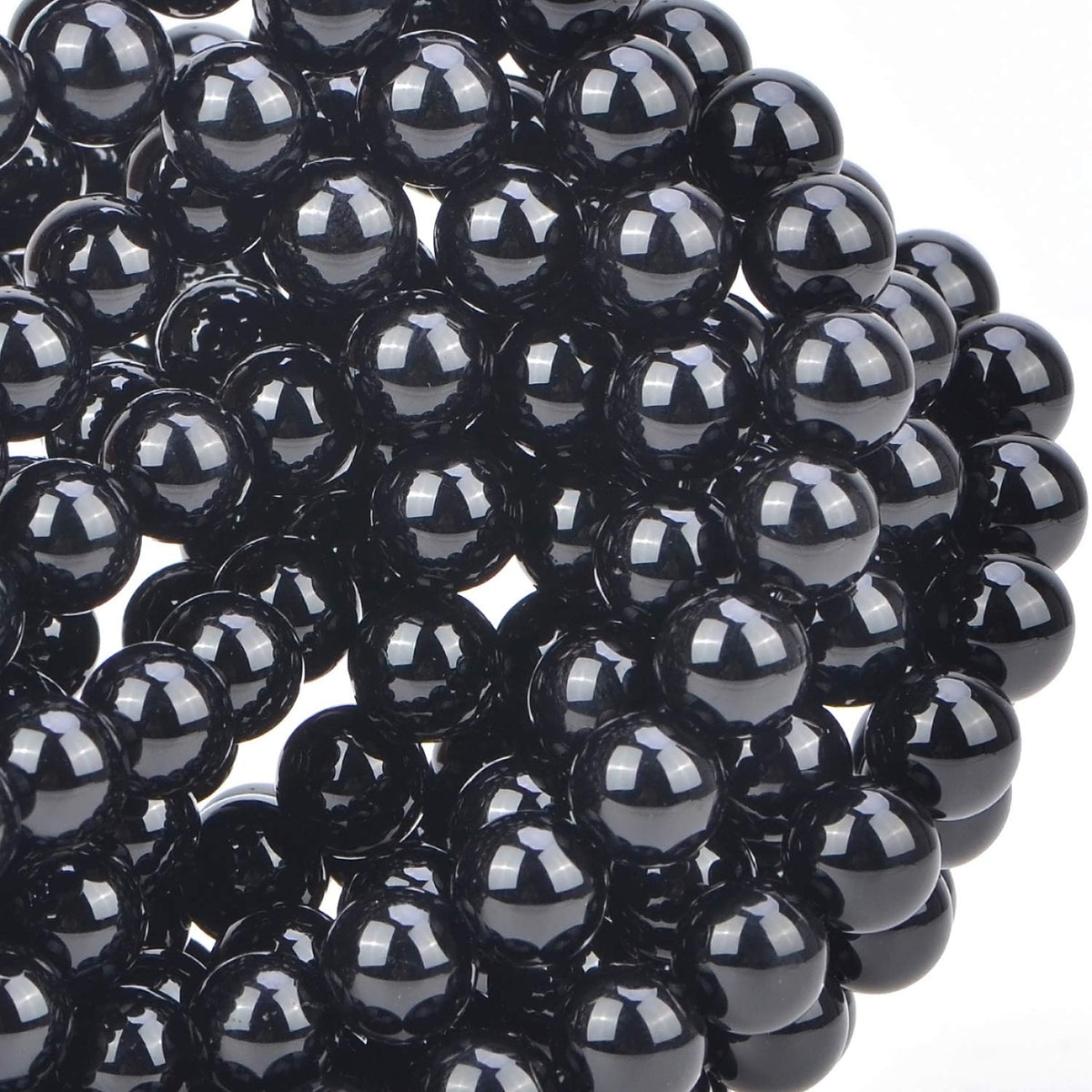 100Pcs Natural Crystal Beads Stone Gemstone Round Loose Energy Healing Beads with Free Crystal Stretch Cord for Jewelry Making (Tourmaline Black, 8MM)