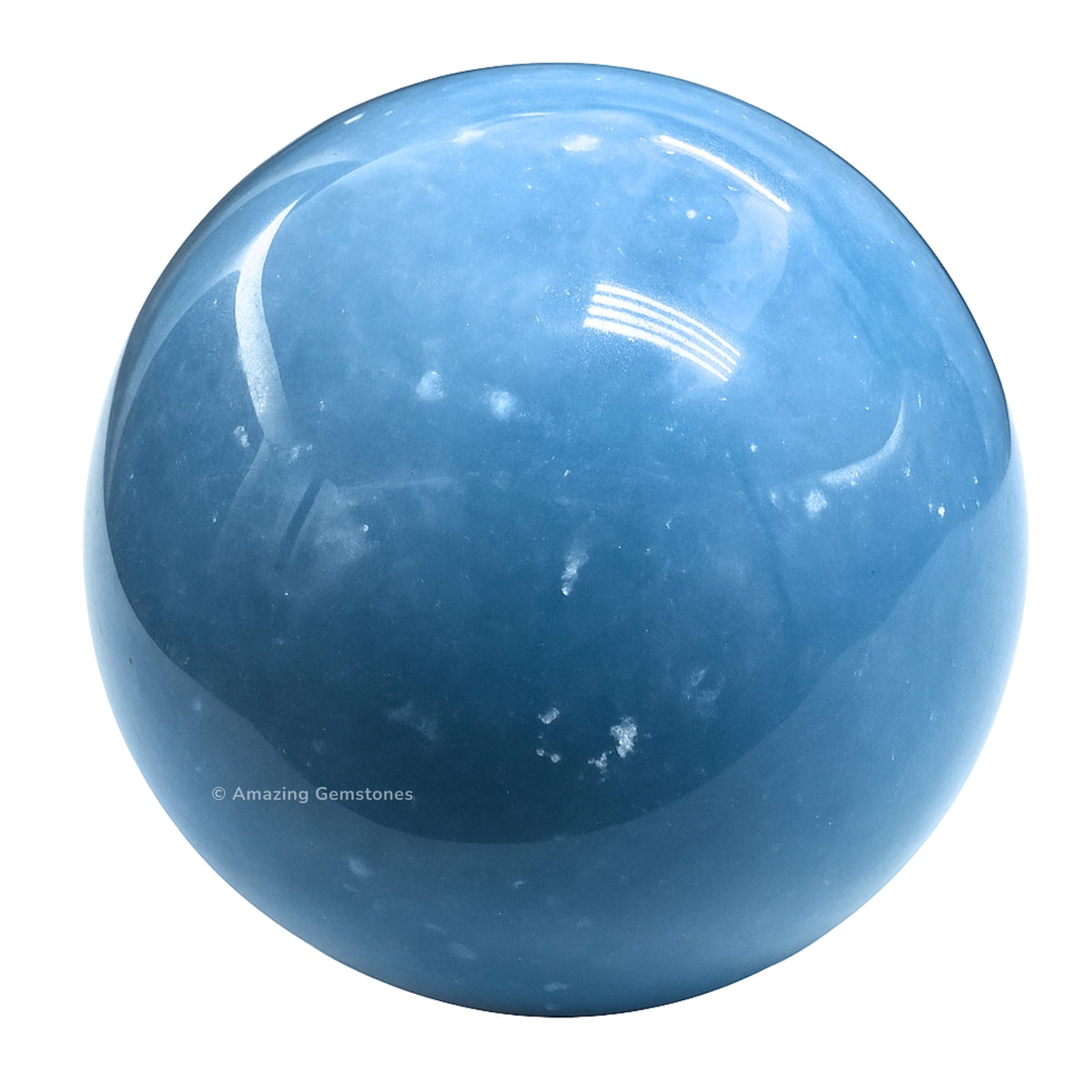 Amazing Gemstone Angelite Crystal Ball with Stand - 2" Inches Crystal Sphere Meditation Balls for Witchcraft and Decorative Balls