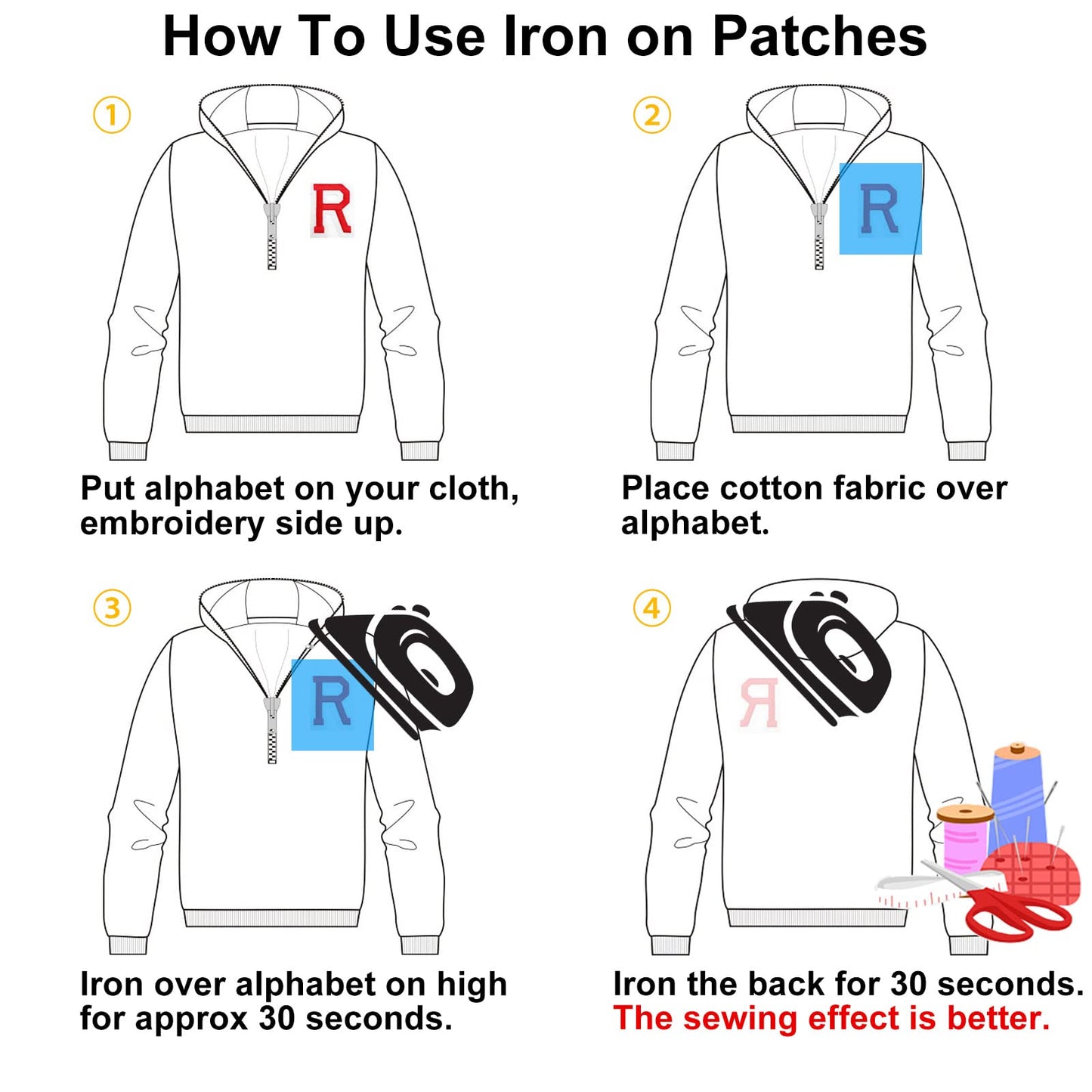 Jongdari Iron on Letters, 110 Pcs Alphabet Patches, Decorate Repair Letter Patches for Clothing Shirts Jackets Hats Jeans Shoes Bags (Black)