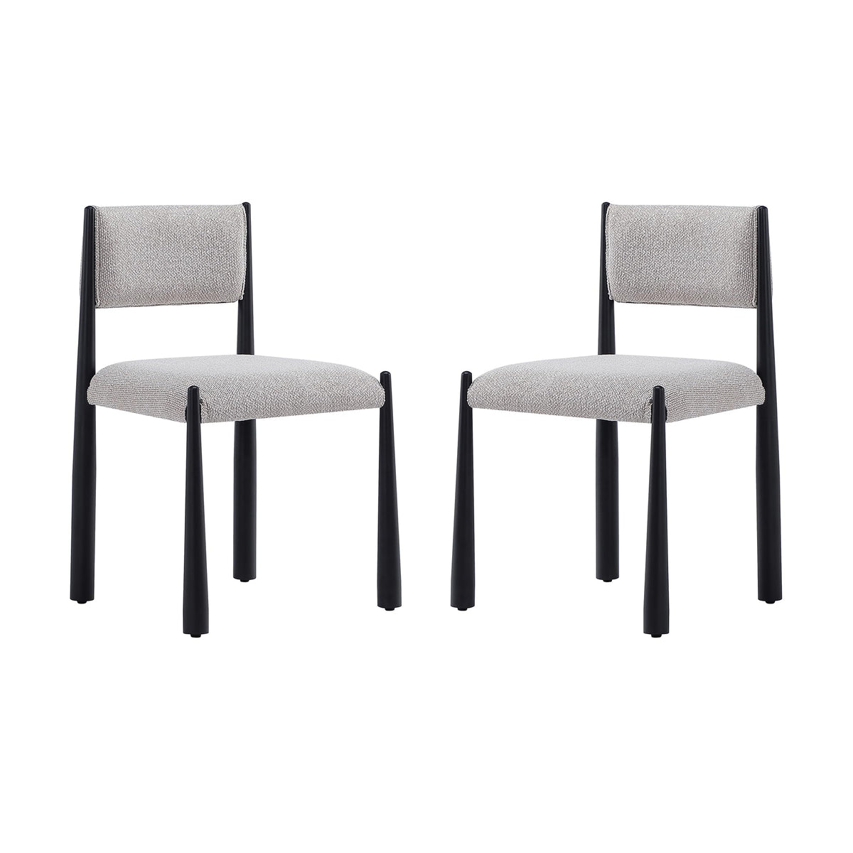Manhattan Comfort Lennor Dining Chairs Set of 2, Upholstered in Boucle Fabric, Side Seating with Metal Frame, Mid Century Modern Accent, Fully Assembled Furniture, Champagne