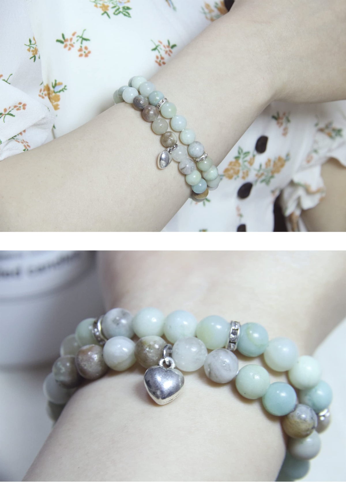 GDLKPYHS Healing Bracelets for Women - Amazonite Bracelet - Healing Prayers Crystal Bracelet, 8mm Natural Stone Stress Relief Yoga Beads Get Well Soon Gifts