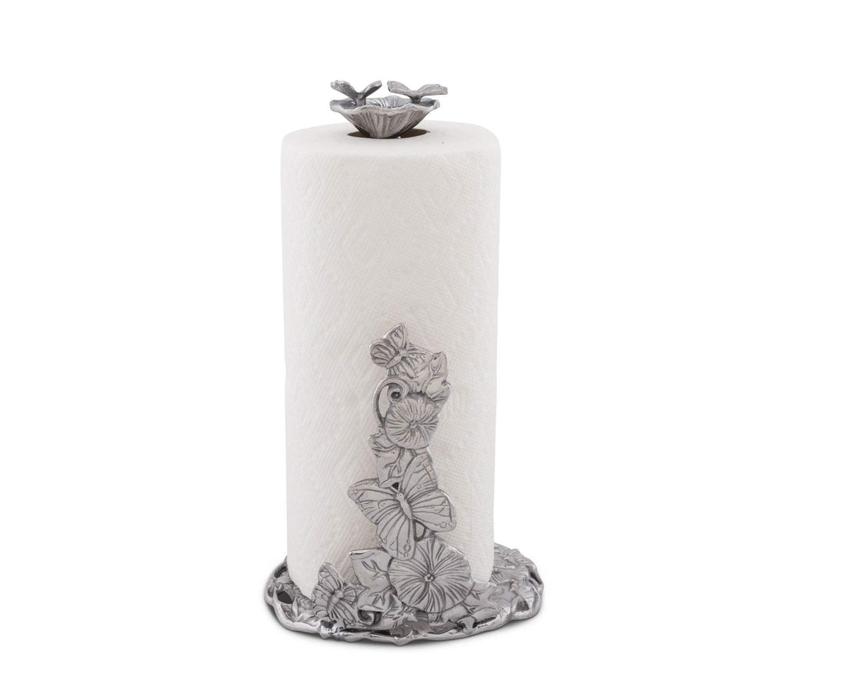 Arthur Court Aluminum Butterfly Garden Decorative Paper Towel Holder Metal Countertop 13 Inch Standing Tall - Freestanding Weighted Base Paper Towel Holders