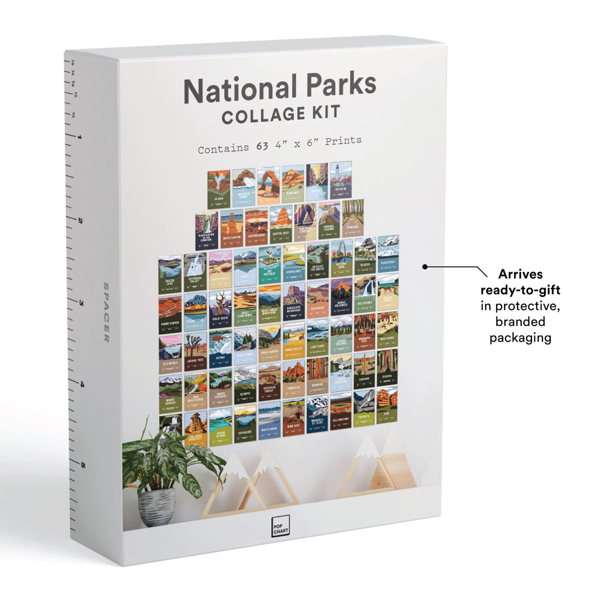 Pop Chart | National Parks Wall Collage Kit | 63 Pcs 4" x 6" Art Prints | Track Your Travels to Every US National Park With America the Beautiful Wall Decor | 100% Made in the USA