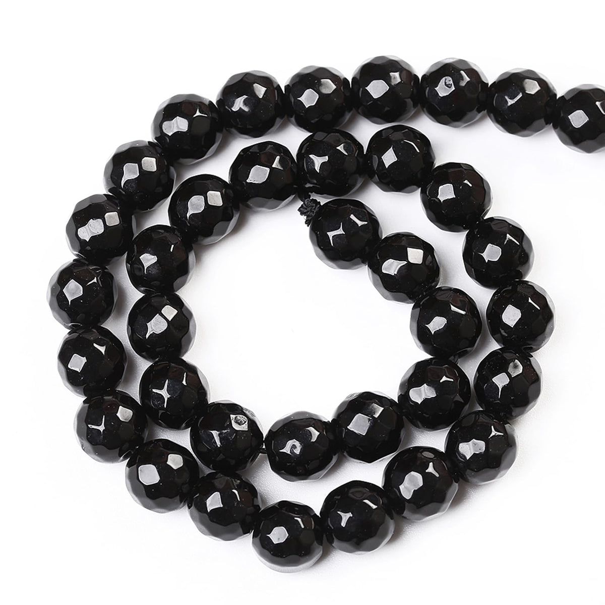 32pcs 12mm Natural Faceted Black Agate Stone Beads for Jewelry Making Energy Healing Beads DIY Bracelet Necklace Accessories 15" (12mm, Faceted Black Agate)