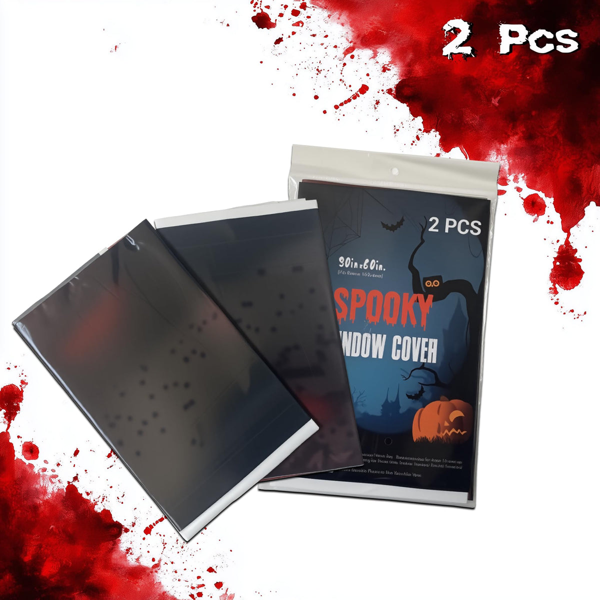 2PCS Halloween Giant Spooky Scary Window Posters - Creepy Party Decoration Haunted House Door Cover Creepy School Dormitory Window Cover 60" x 60"