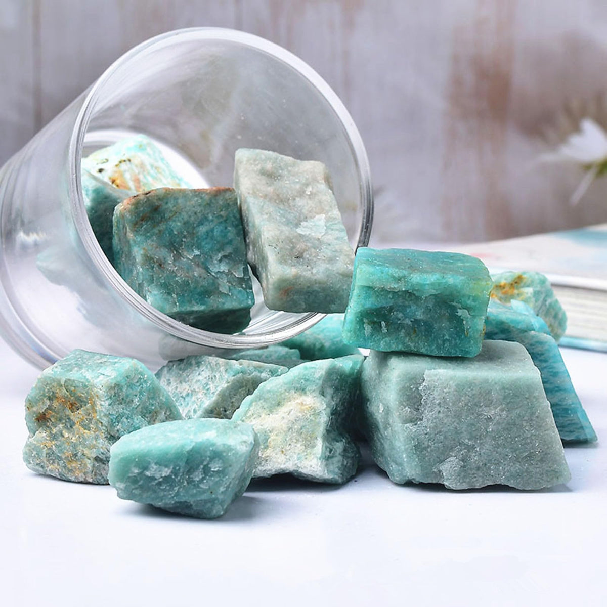 Amazonite Raw Crystals Healing Crystals Natural Rough Stones 1.2-2" for Tumbling, Fountain Rocks, Yoga, Meditation, Polishin, Gift 2