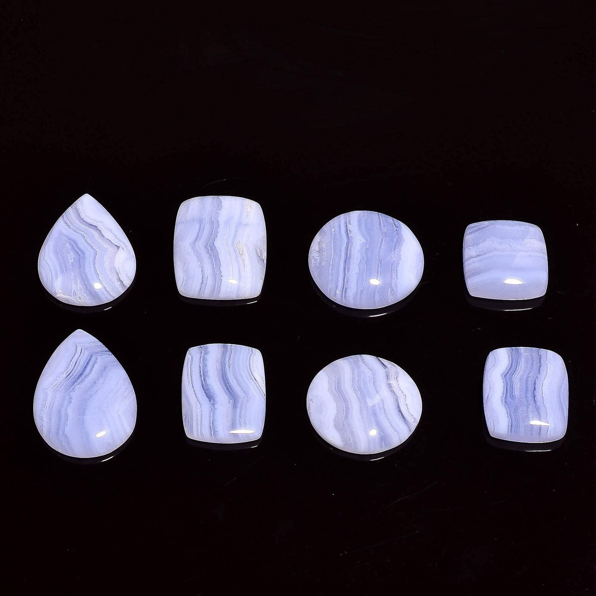 Gemkora 100 carats Natural Blue Lace Agate Gemstones Wholesale Cabochons Lot, Jewelry Making Loose Gemstone, Polished Gems, DIY, Wire Wrapping, Reiki, Wikka, Healing Crystals, Bulk Gemstone Deal