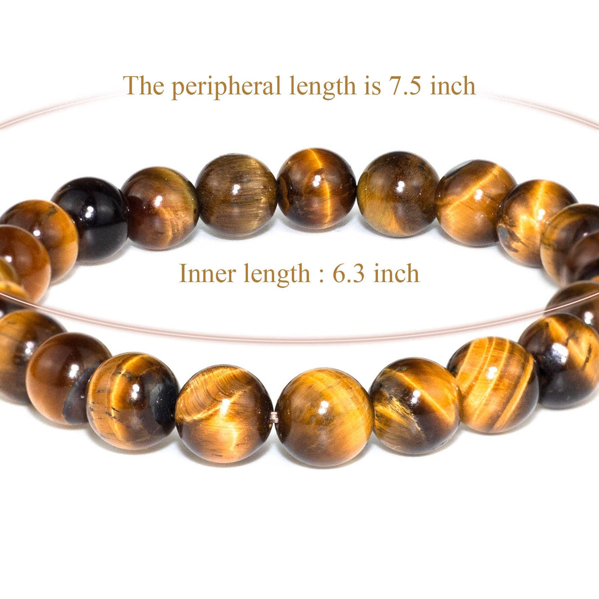 DAZCOLO 8mm Natural Gemstone Stretch Bracelet, Handmade Unisex Crystal Bracelets for Meditation, Yoga, Spiritual Healing & Positive Energy (Golden Tiger Eye)