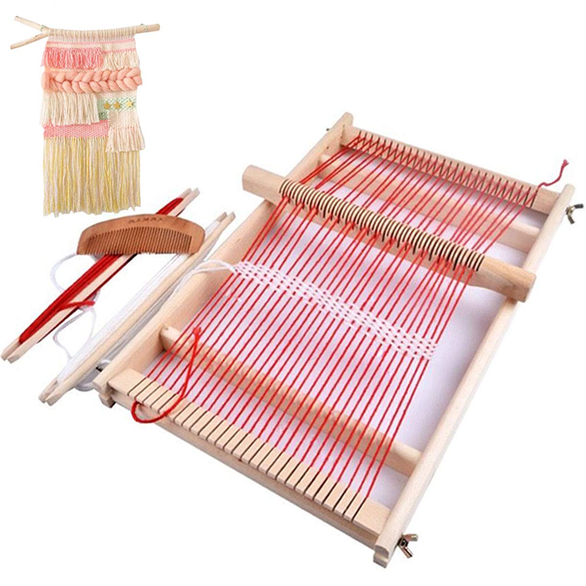 KISSBUTY Wooden Multi-Craft Weaving Loom Large Weaving Frame to Handcraft for Beginners, 9.9 by 15.7 by 1.3 Inches (Wooden)