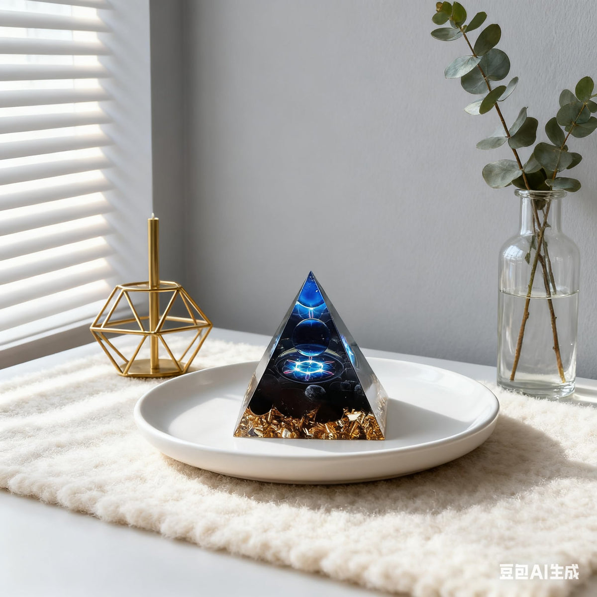 ycyingcheng Moonstone Crystal Orgone Pyramid Ogan Crystal Energy Tower, Nature Reiki Chakra Crushed Stone Jewelry, Crystal Pyramid for Home Decor (Crystal Pyramid-27)