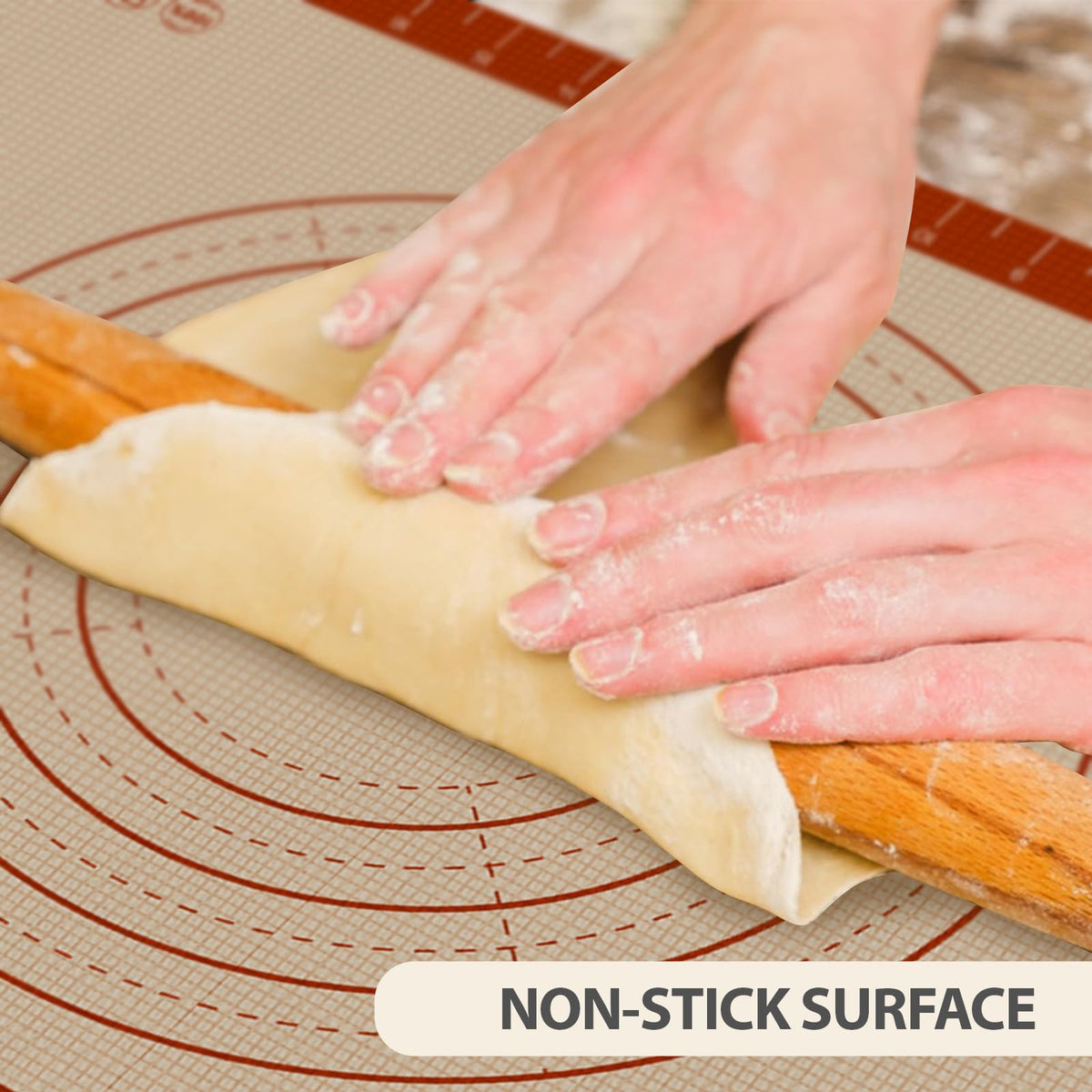 Pastry Mat, 0.7mm Extra Thick 28 x 20 Inches Large Non Stick Silicone Baking Pad, Pie Crust Rolling Supplies for Making Christmas Cookies Bread, Easy to Clean