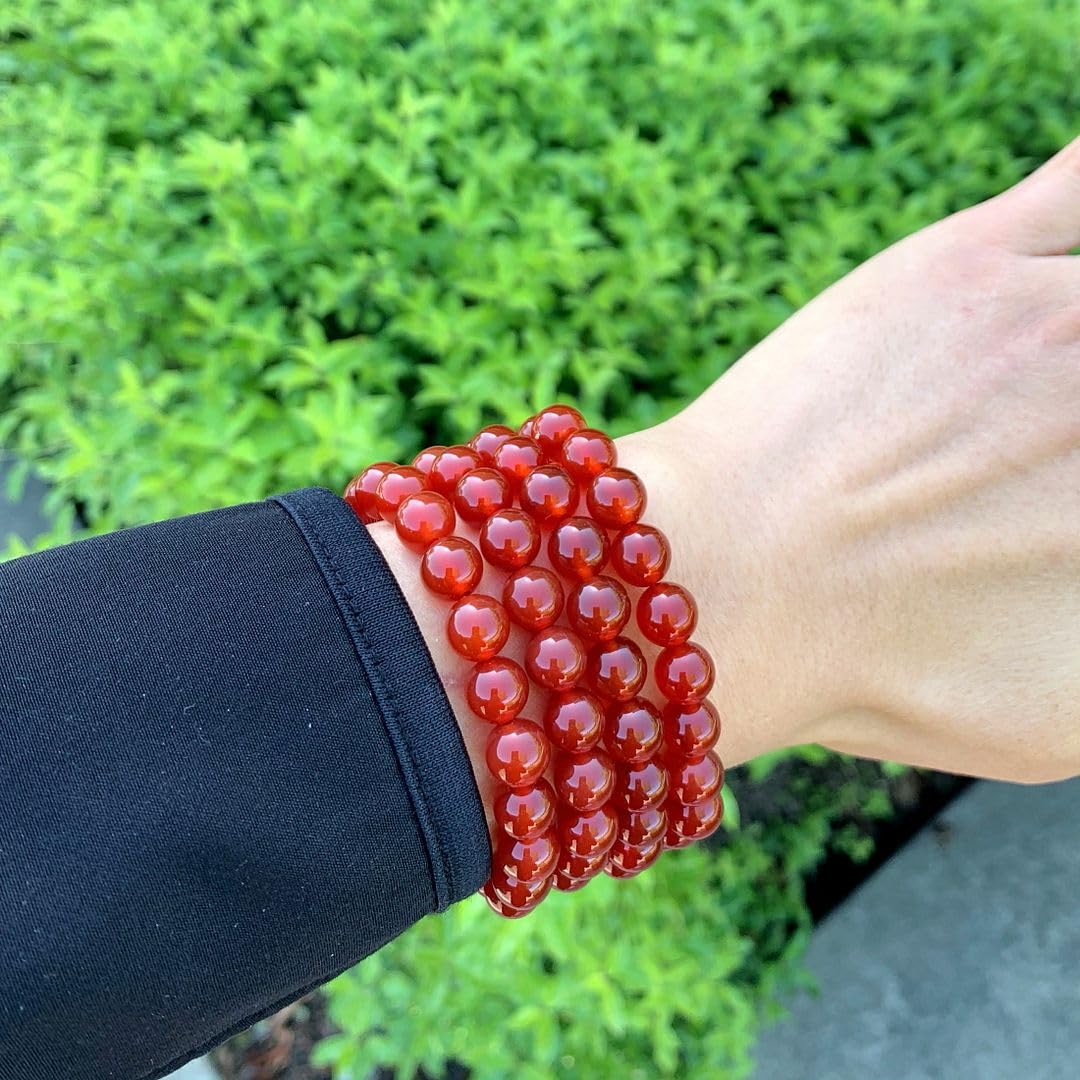 Adabele Real Natural Carnelian Red Agate Gemstone Beaded Bracelet 7 inch Stretch Chakra Red Gems Stones Healing Crystal Energy Quartz Rock GB8-29