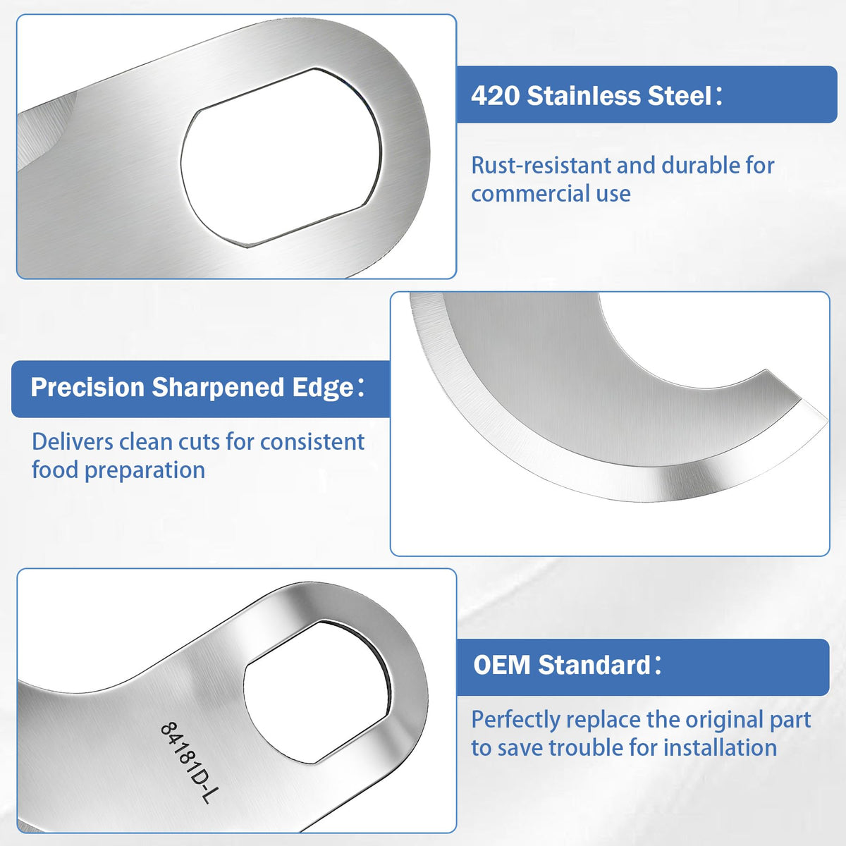 84181D Buffalo Chopper Blades Replacement for Hobart 8181, 8185, and 84186 Series Food Choppers 18" Bowl, Food Cutter Choppers Knives Replaces for Hobart 00-077372, 00-077373