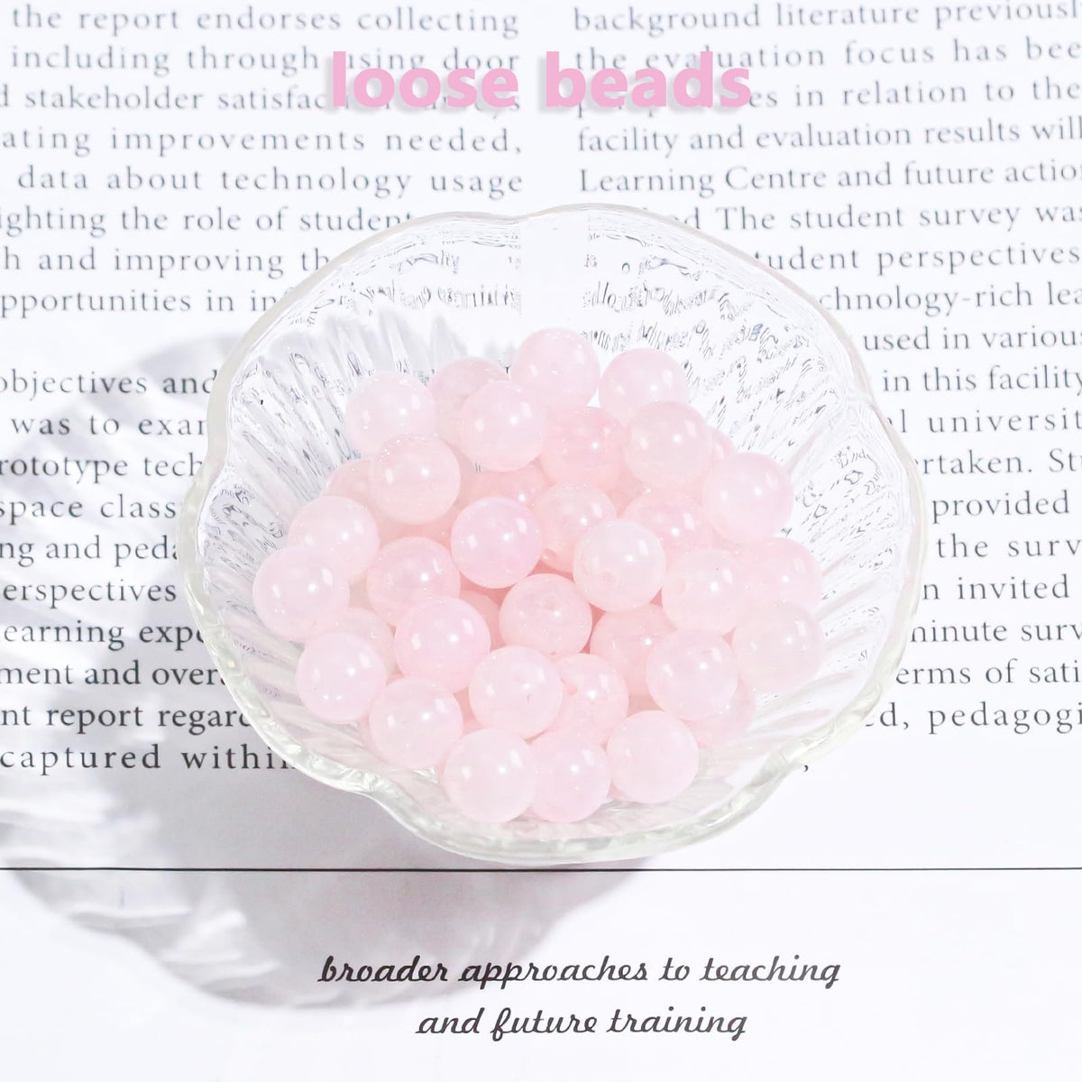 6mm Natural Gemstone Round Loose Beads for Jewelry Making Pink Crystal Rose Quartz Stone Beads for Bracelets Necklace Earrings Making Supplies (60-62pcs/Strand)