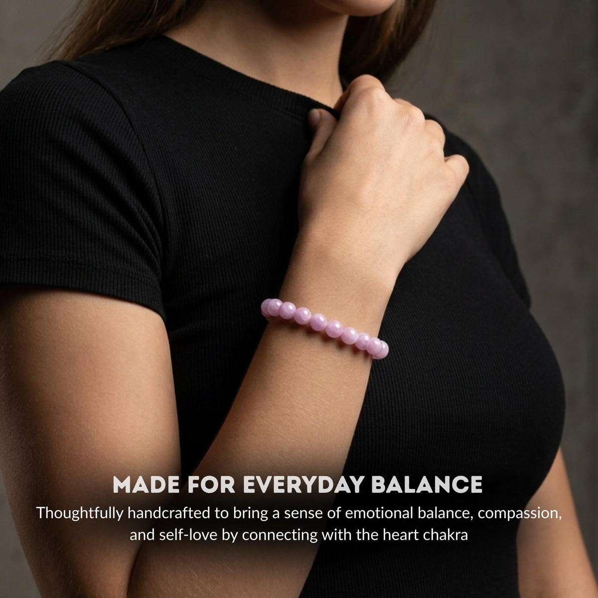 Cherry Tree Collection Kunzite Beaded Bracelet – Genuine 8mm Gemstone Stretch Bracelet for Men & Women – Handmade Crystal Bracelet - (Kunzite - S)