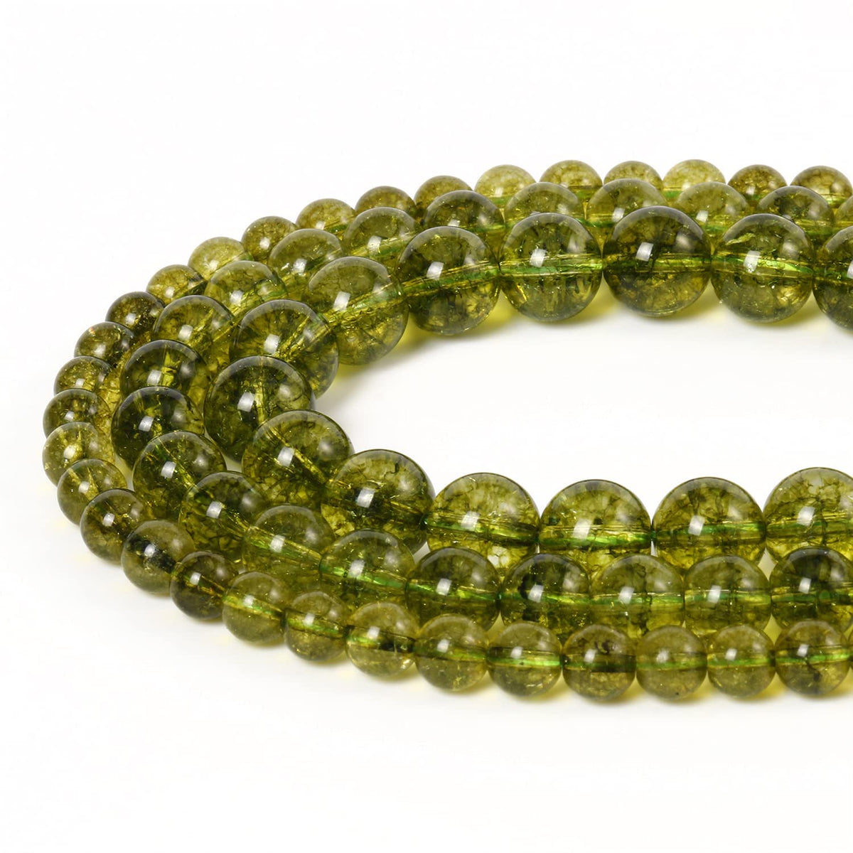About 45pcs 8mm Natural Stone Beads Peridot Beads Crystal Gemstone for Jewelry Making, DIY Bracelet Necklace