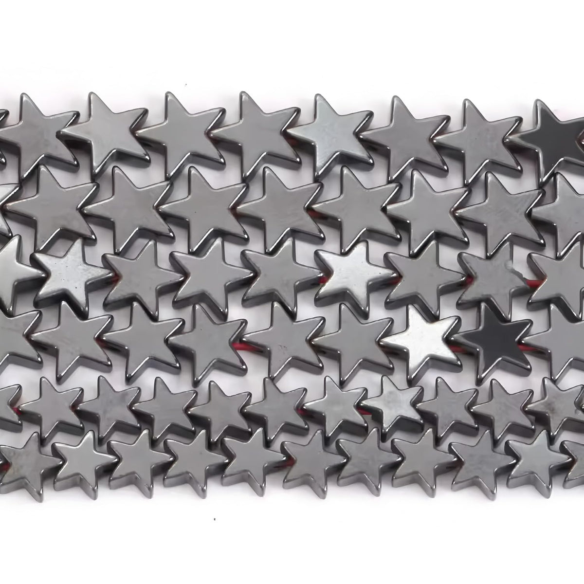 HAAMIIQII 90pcs 6mm Natural Black Hematite Loose Gemstone Beads Star Shape Spacer Stone Beads for Jewelry Making DIY Bracelets Necklaces Crafting