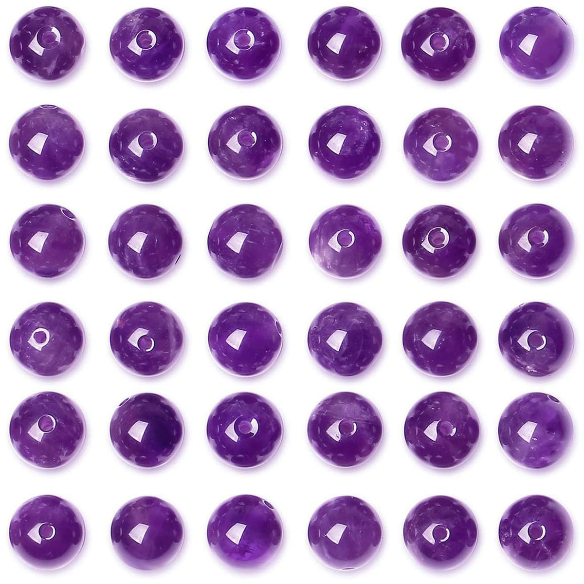 QINJIEJIE 60PCS Amethyst Beads 8mm Natural Stone Beads Round Loose Gemstone Bead for Bracelet Beading Purple Crystal Jewelry Making DIY Necklace Earrings 0.32" Stocking Stuffers