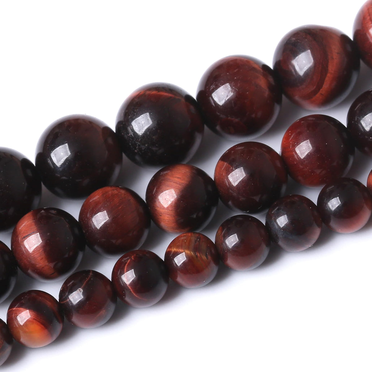 Natural Red Tiger Eye Gemstone Round Crystal Energy Jade Stone Beads for Jewelry Making DIY Bracelet Necklace Jewelry Making 1 Strand 15.5inch 35PCS 10MM