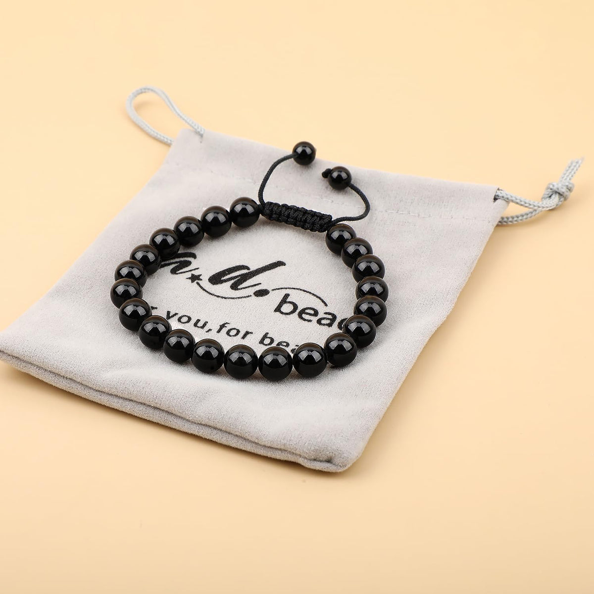 AD Beads Unisex 8mm Gemstone Bracelets Healing Macrame Adjustable 7-9 Inches || wear this healing natural gemstone bracelet help to erase your pain and fear || recover your energy|||, 3, Tourmaline