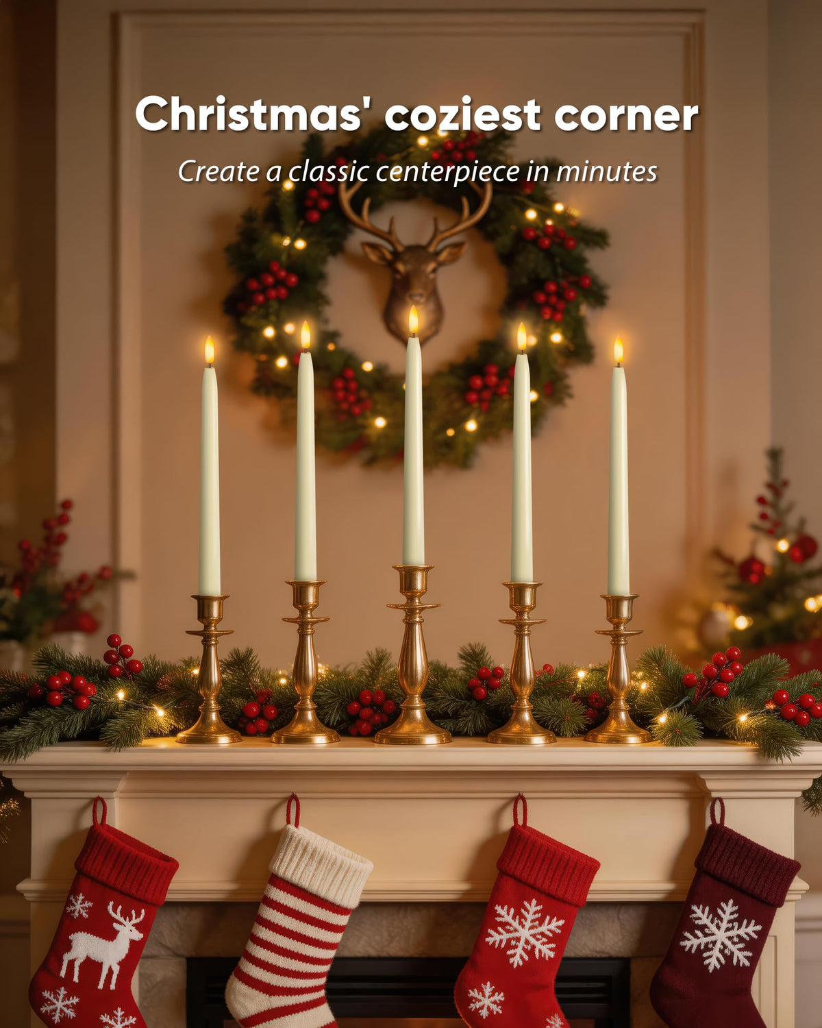 Homemory 11 inches Waxy Flameless Taper Candles with Remote Timer Dimmer, 12 Pcs Battery Operated Taper Candles with Flickering Flame, Ivory LED Candlesticks for Wedding, Christmas Indoor Decoration