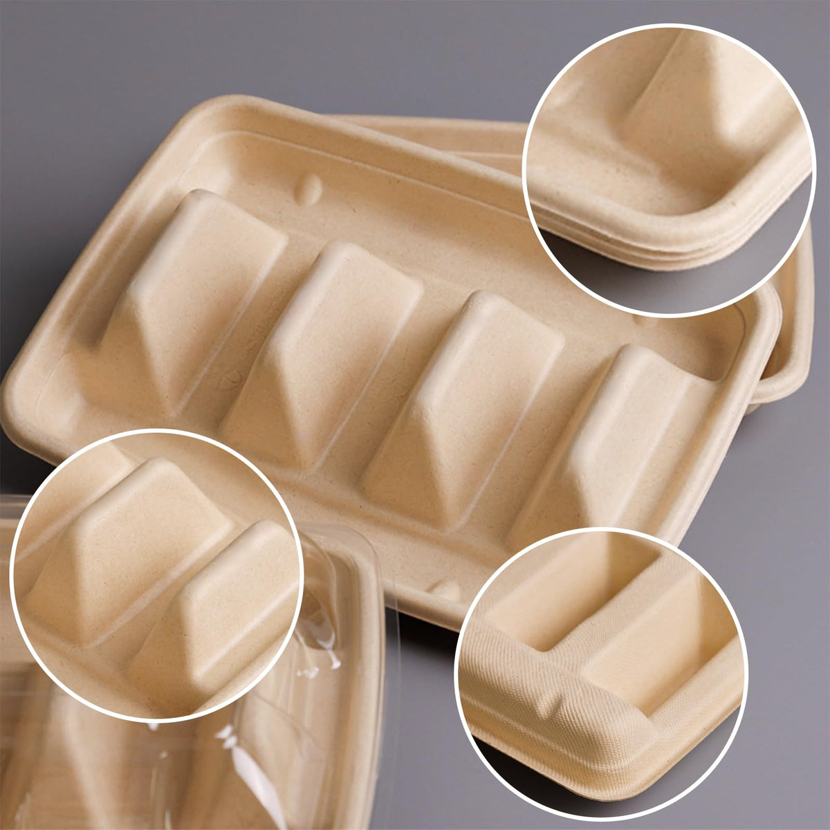 Hyuetrsa 50 Pcs Disposable Taco Holder for Party, 3 Compartments Paper Taco Tray Holder, Disposable Taco Plates with Dividers Taco Stand for Taco Tuesday Lazy Susan Taco Bar