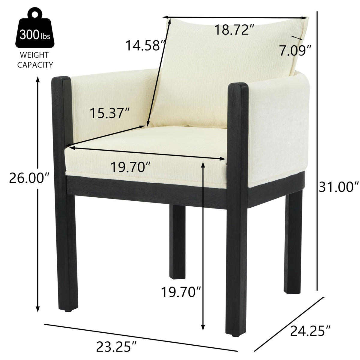Christopher Knight Home Lucid Linen Upholstered Dining Chairs Set of 2, Rubber Wood Dining Room Chairs, Modern Armchair, Extra Seating for Dining Room, Versatile Indoor Furniture, White + Black