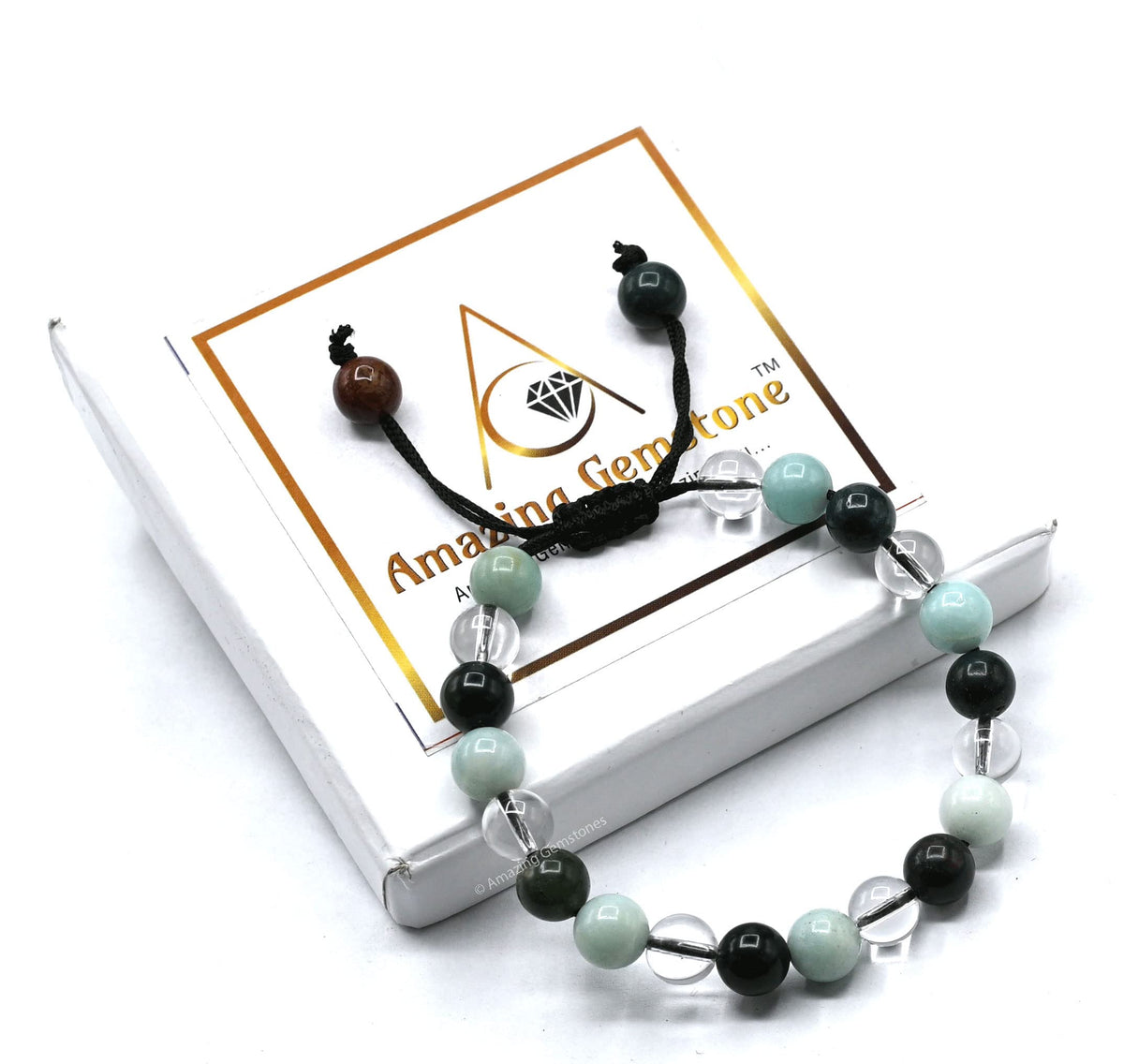 Amazing Gemstone Manifestation Bracelet for Pain Relief - Bloodstone Amazonite Clear Quartz Bracelet Set for Healing Calming Anxiety Stress Relief Gifts Pulseras Para Hombres Mujer (Adjustable)