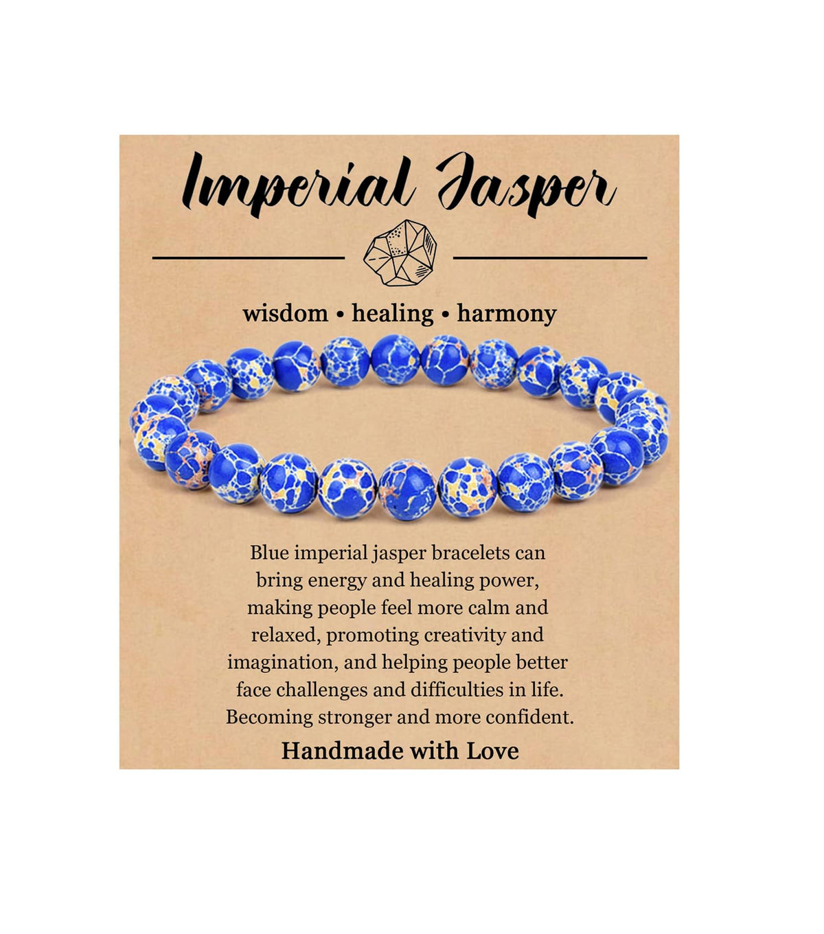 BOMAIL Natural Stone Bracelet for Women Men - 8MM Semi-Precious Gemstone Beaded Bracelet Healing Crystal Stretch Bracelet Yoga Bracelets Jewelry
