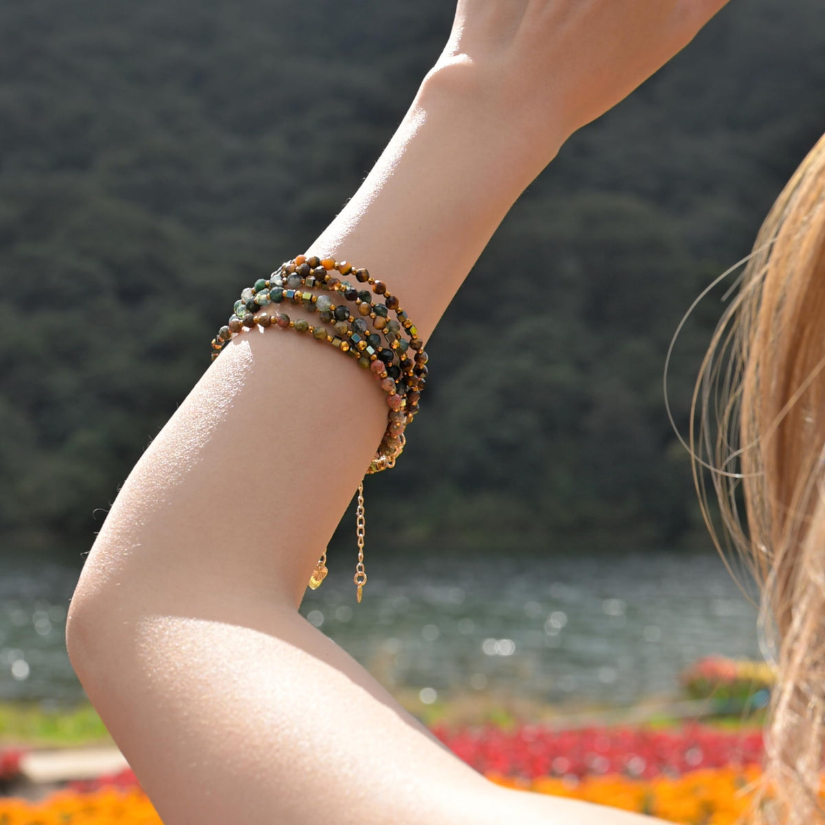Farfume Unakite - Balance - Crystal Beaded Bracelets, Chakra 4mm Natural Stone Beads Bracelets, Gemstone Spiritual Jewelry Gifts for Mother's Day
