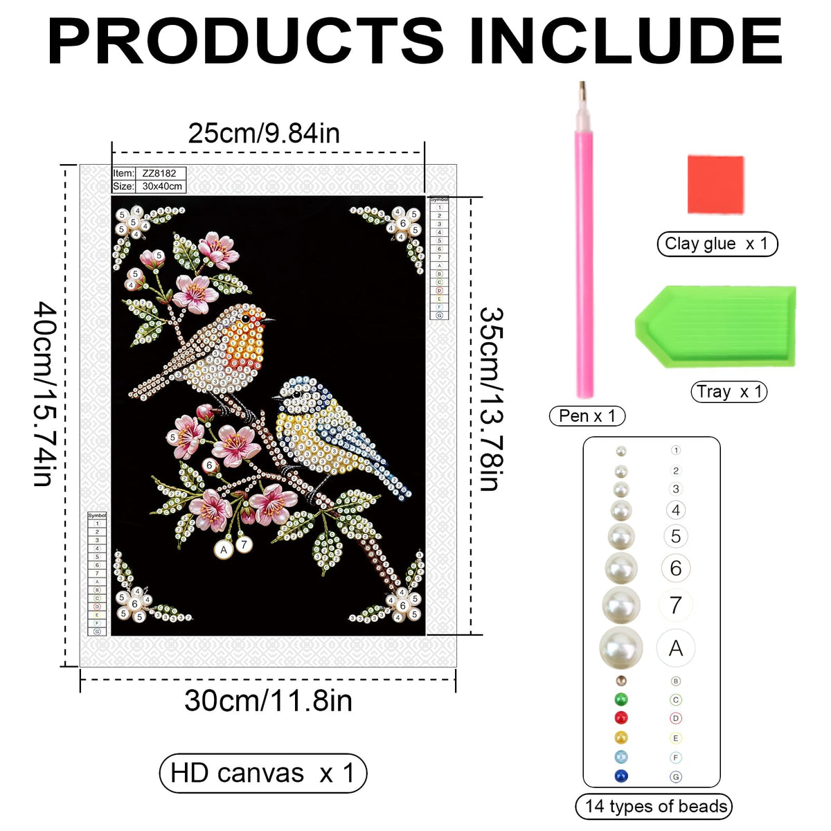 WSLWXSHM Pearl Diamond Painting Kits for Adults Bird, 5D Special Shape Diamond Art Kits for Beginners, Crystal Rhinestones Diamond Painting for Home Wall Decoration Gift 12×16inch/30×40cm Animal